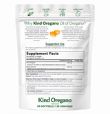 Kind Oregano supplement facts — 60 softgels, 30 servings